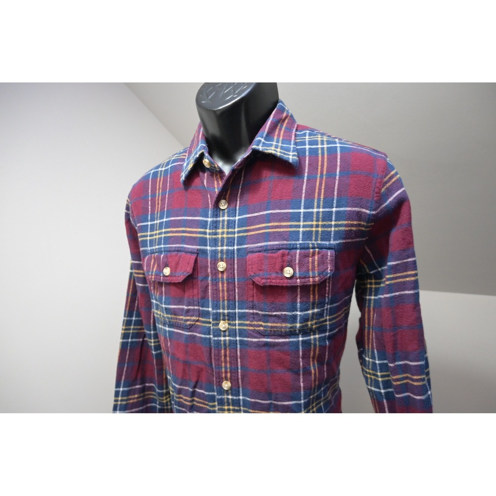 Abercrombie & Fitch Flannel Shirt Mens Medium Burgundy Plaid Button Up Excellent